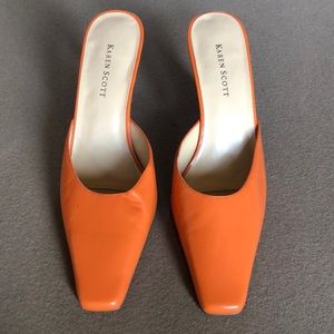 Karen Scott Orange Slip On Heels.  Size 7.5M with 2.5 inch heels.